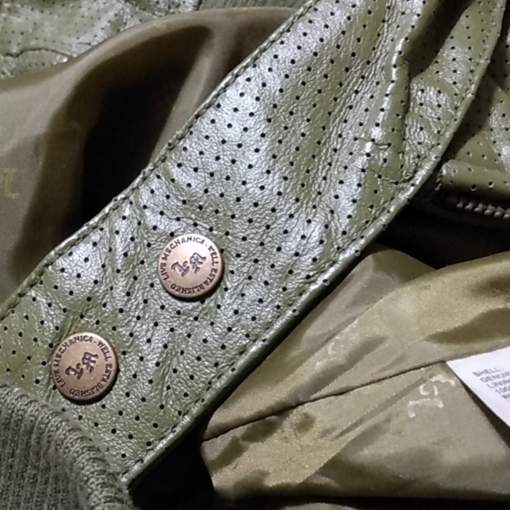 Green Leather Motorcycle Jacket 3XL - Picture 15 of 15